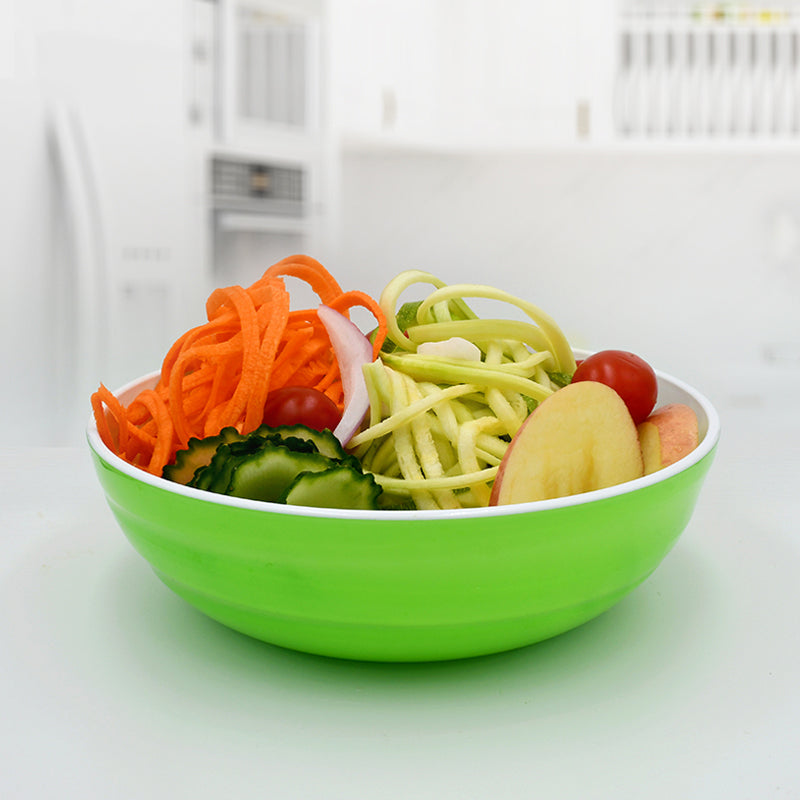 跨境貨源圓形雙色塑料碗 大口徑彩色仿陶瓷碗食物級果蔬沙拉碗