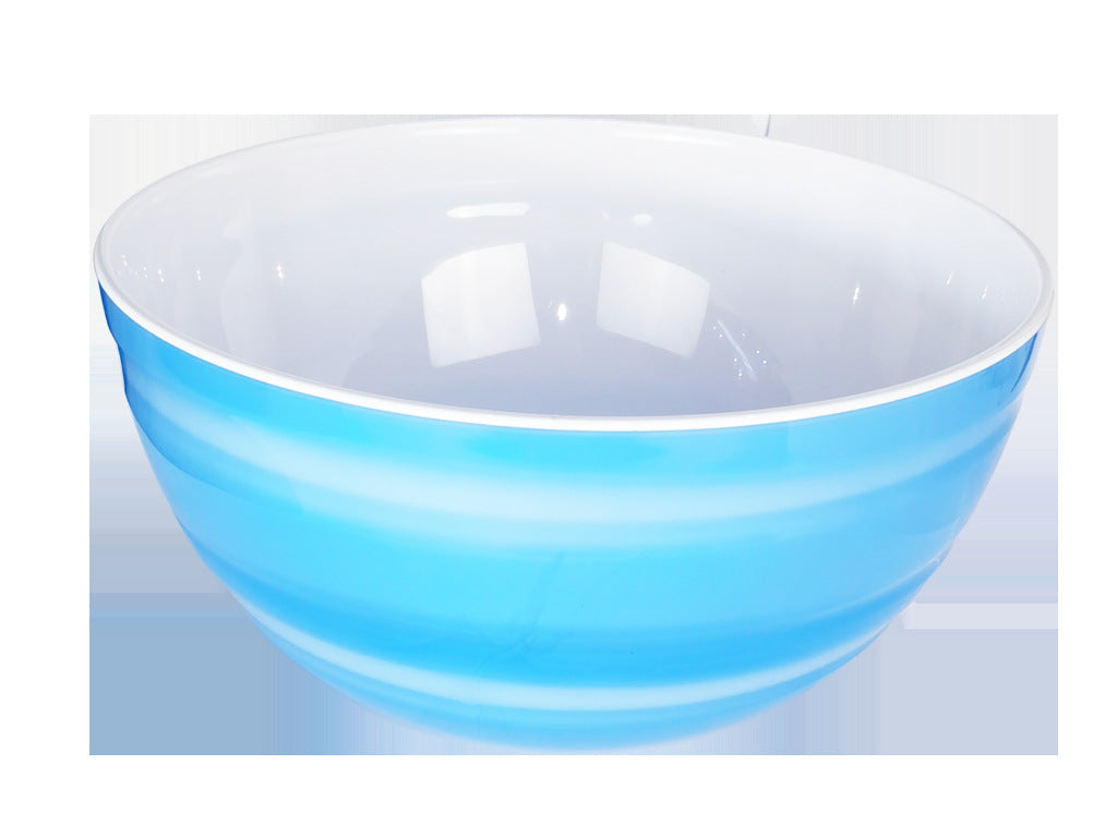 Circular two-color plastic bowl, large-diameter colored bowl, imitation ceramic bowl, food grade fruit and vegetable salad bowl