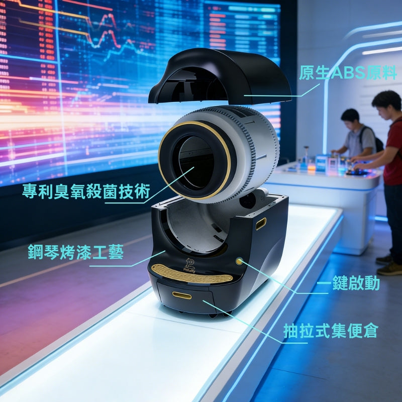 定制智能貓廁所全自動貓砂盆自動鏟屎超大號防夾滾筒式大貓用殺菌-高級鋼琴漆工艺機殼(此單價為100件商品的批發價)