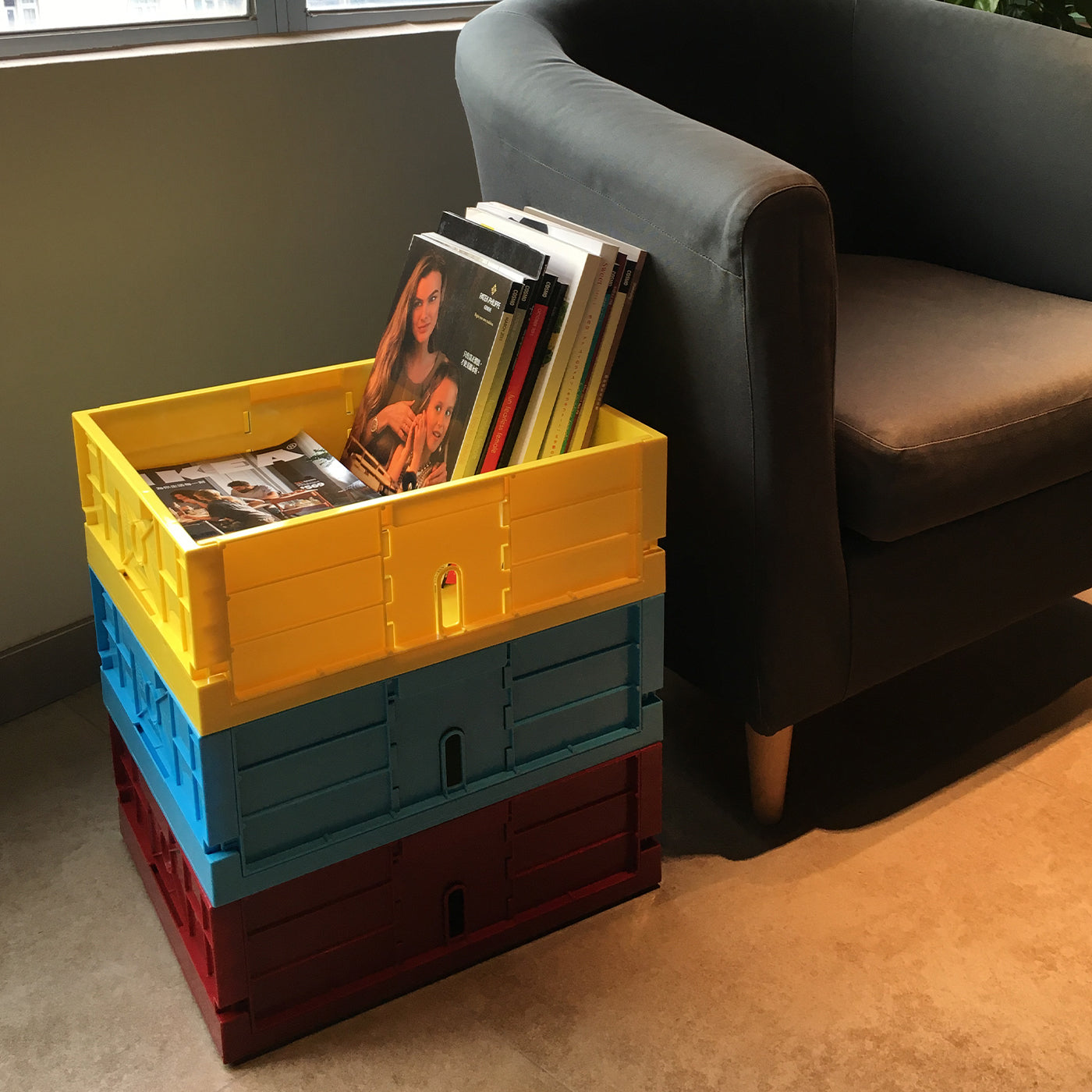 加厚週轉塑膠折疊箱 藍色物流箱 大工業收納箱 防靜電塑膠箱