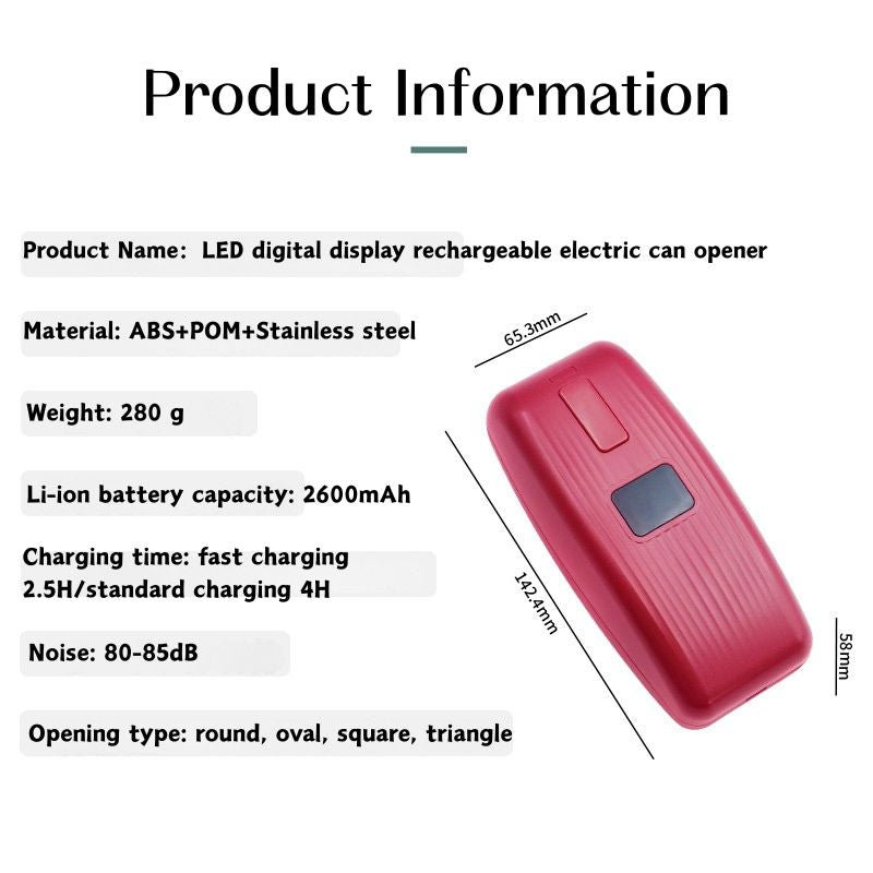 充電電動開罐器智能LED數顯屏全自動開瓶器不鏽鋼廚房小工具（此單價為100件商品的批發價）