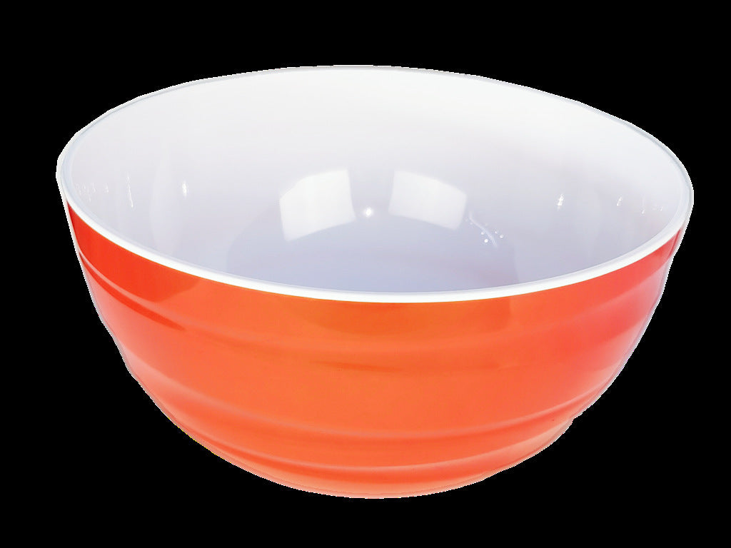 Circular two-color plastic bowl, large-diameter colored bowl, imitation ceramic bowl, food grade fruit and vegetable salad bowl