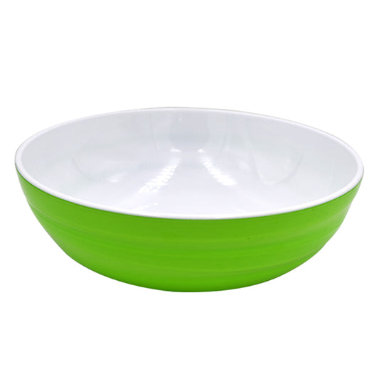 Circular two-color plastic bowl, large-diameter colored bowl, imitation ceramic bowl, food grade fruit and vegetable salad bowl