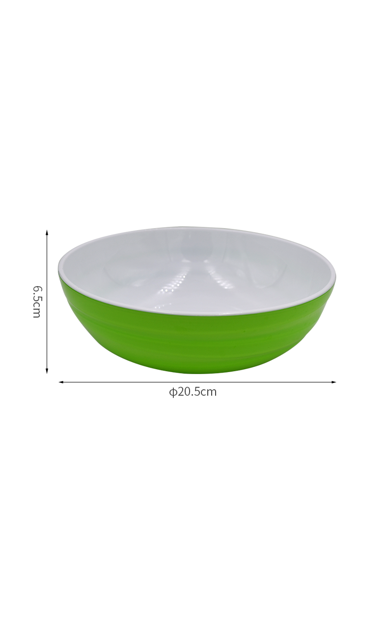 圆形双色塑料碗 大口径彩色碗 仿陶瓷碗 食品级果蔬沙拉碗