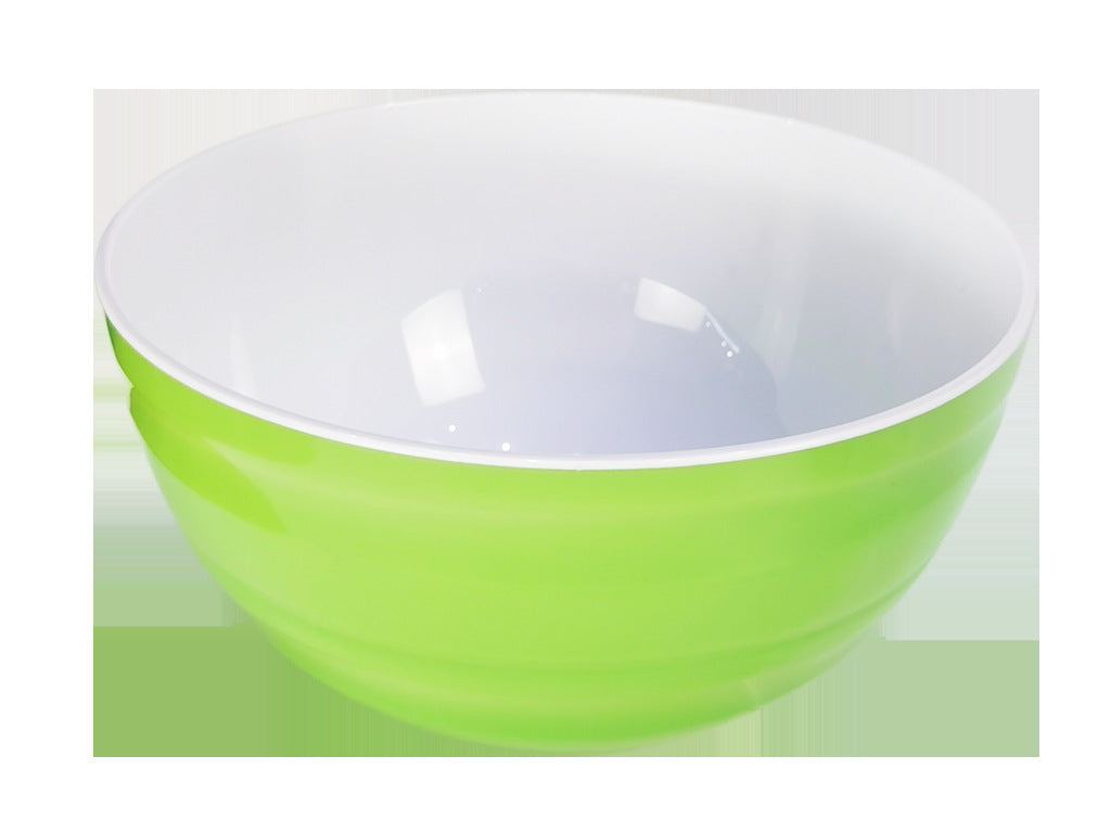 Circular two-color plastic bowl, large-diameter colored bowl, imitation ceramic bowl, food grade fruit and vegetable salad bowl