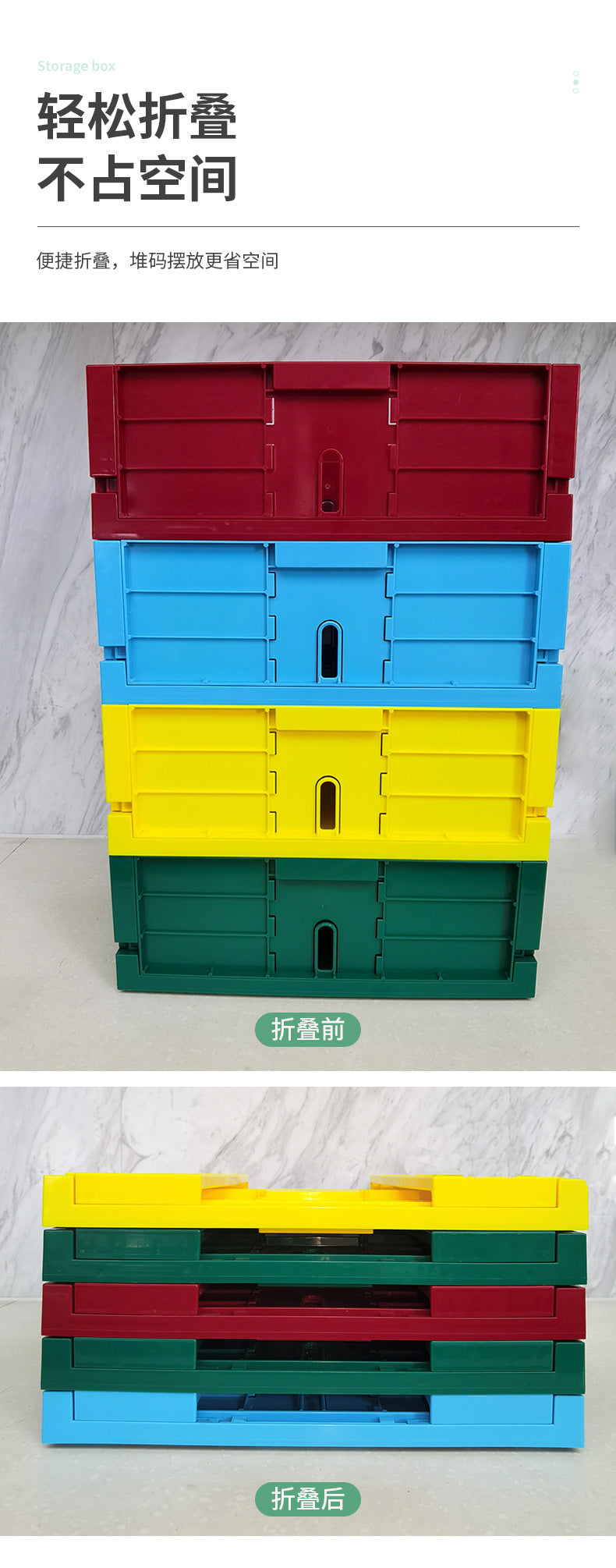 Thickened turnover box, plastic folding box, blue logistics box, large industrial storage box, anti-static plastic box