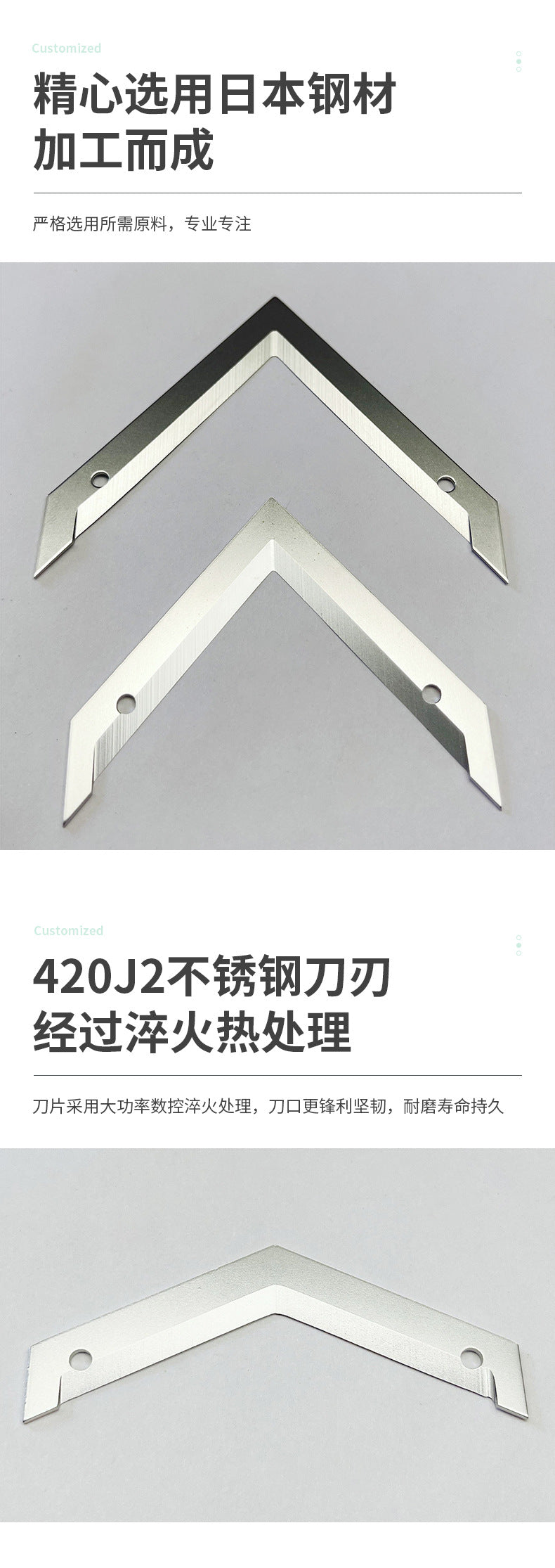 Manufacturer provides professional production of stainless steel V-shaped blades, which can be quenched, heat-treated, sliced and sliced according to samples